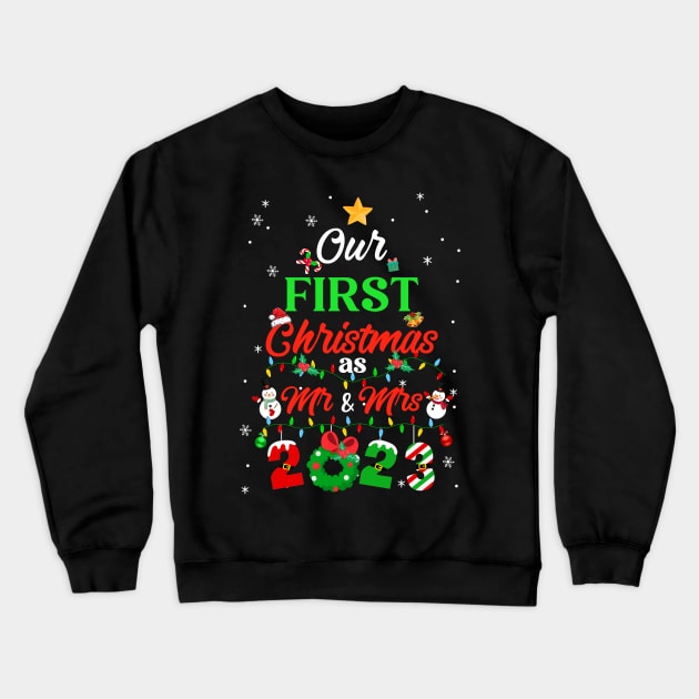 Our First Christmas As Mr And Mrs 2023 Couple Wife Husband Crewneck Sweatshirt by James Green